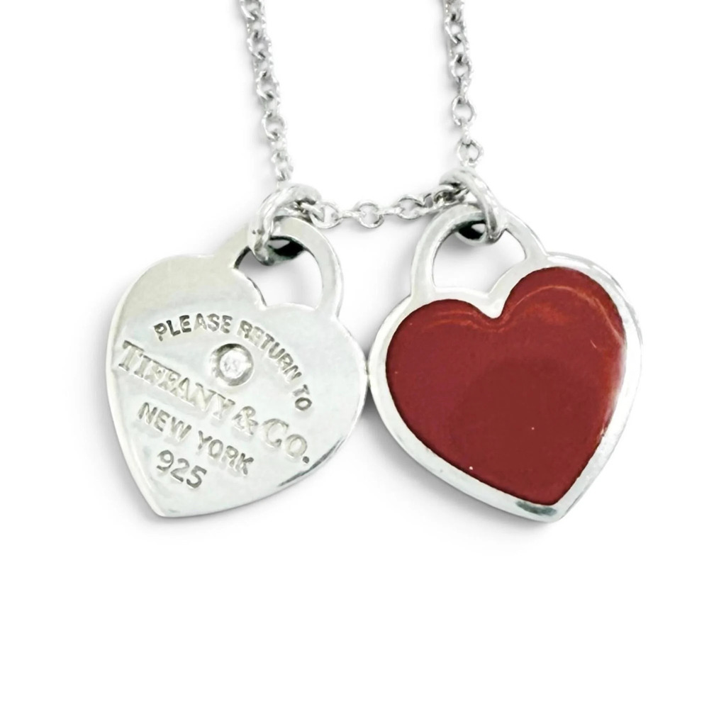 TIFFANY & CO. Silver Diamond Heart Necklace